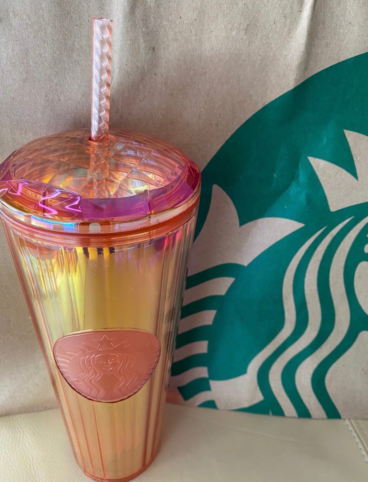 Starbucks Orange Kaleidoscope Iridescent Dome - Summer 2021 - Venti 24oz