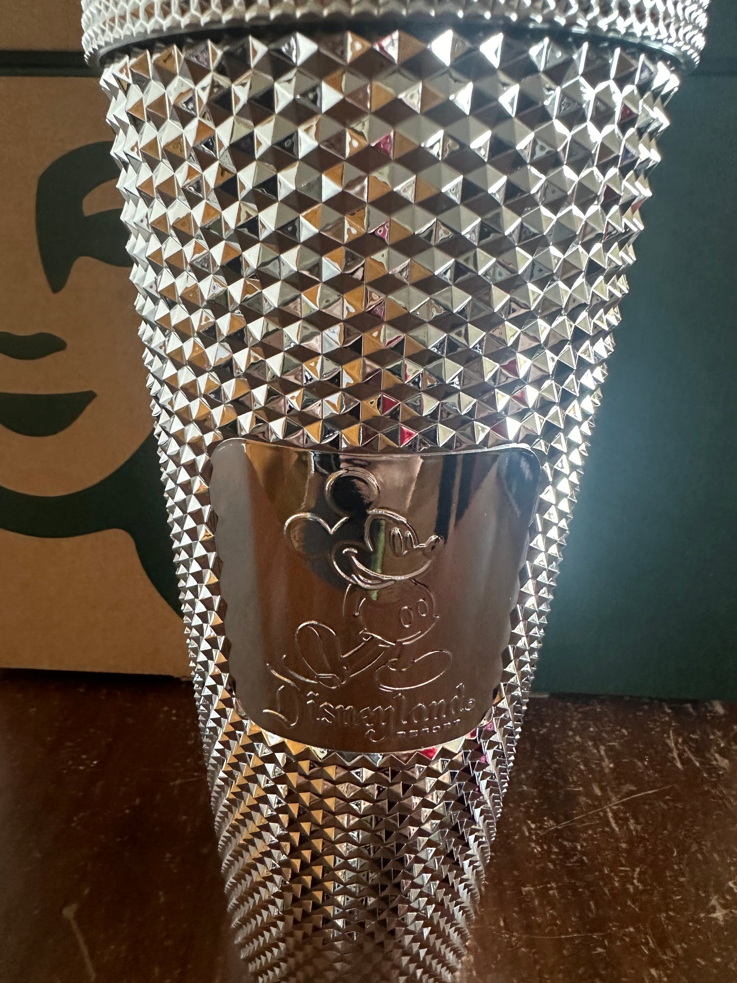 Starbucks Tumbler - Disneyland Mickey Mouse Sliver Chrome Studded - Venti 24oz
