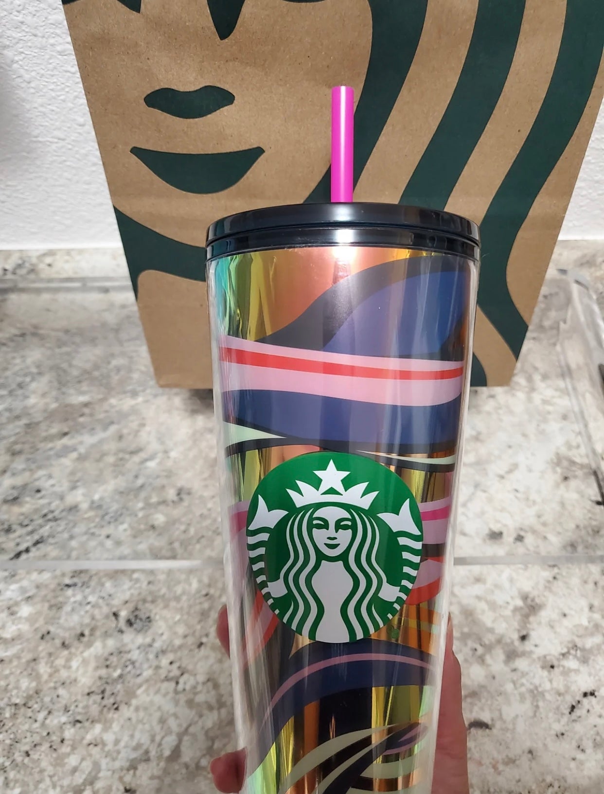 Starbucks Tumbler -Blue Gold Swirl - Holiday 2021 - Venti 24oz