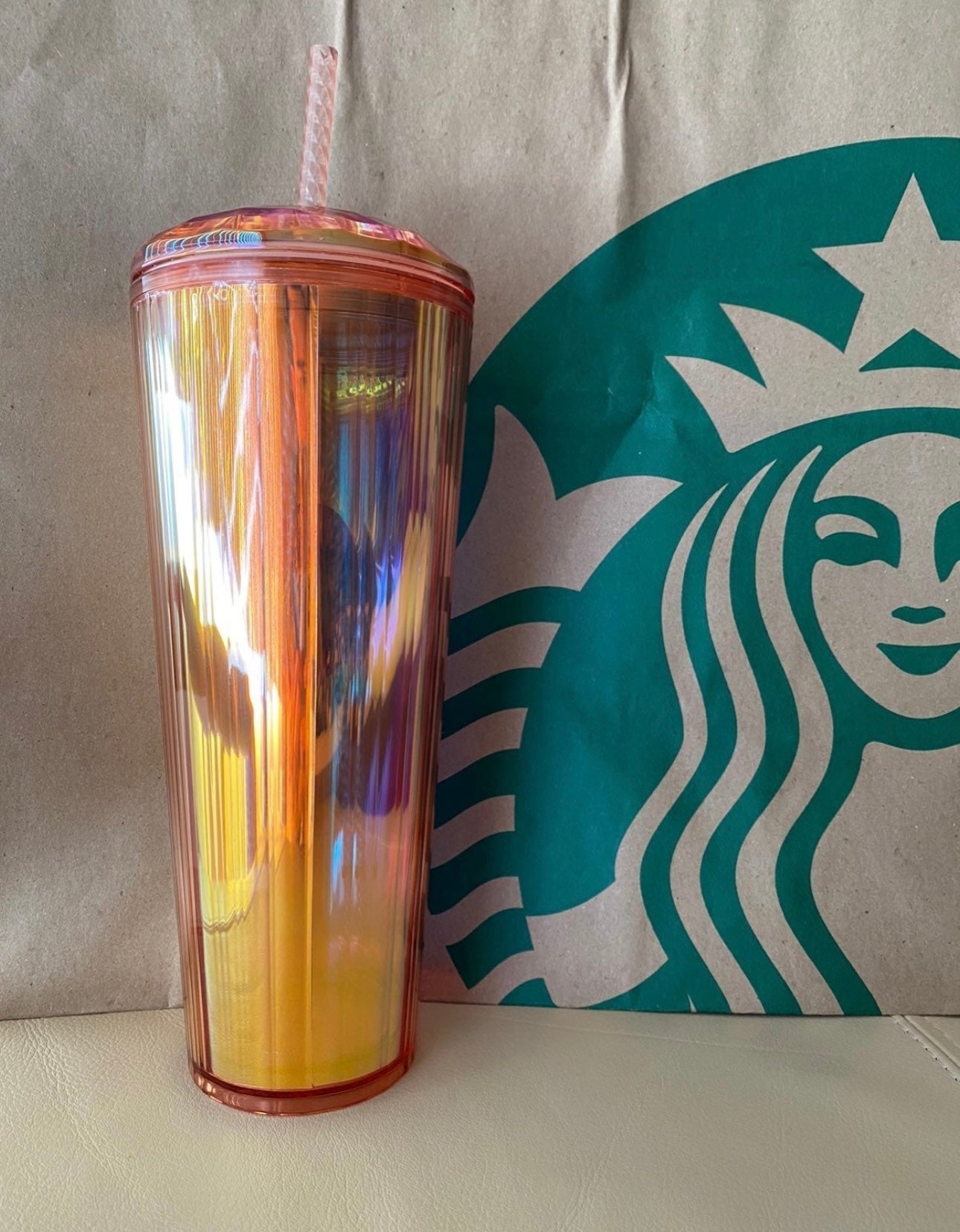 Starbucks Orange Kaleidoscope Iridescent Dome - Summer 2021 - Venti 24oz