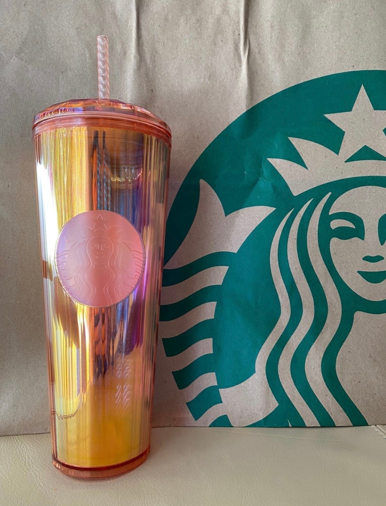 Starbucks Orange Kaleidoscope Iridescent Dome - Summer 2021 - Venti 24oz