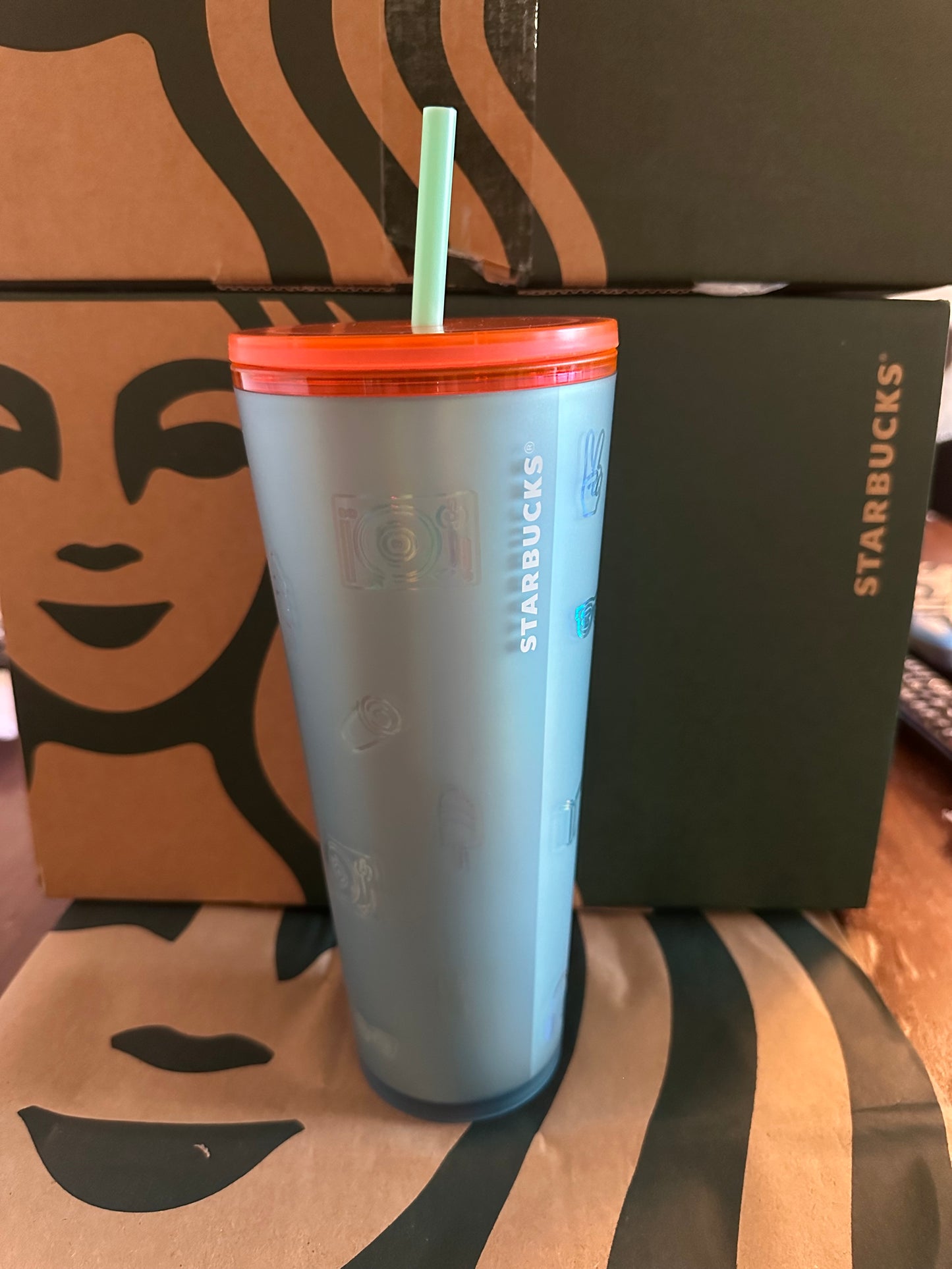 Starbucks Tumbler Back to School Blue ICON Emoji - Limited Edition- 2022 - Venti 24oz