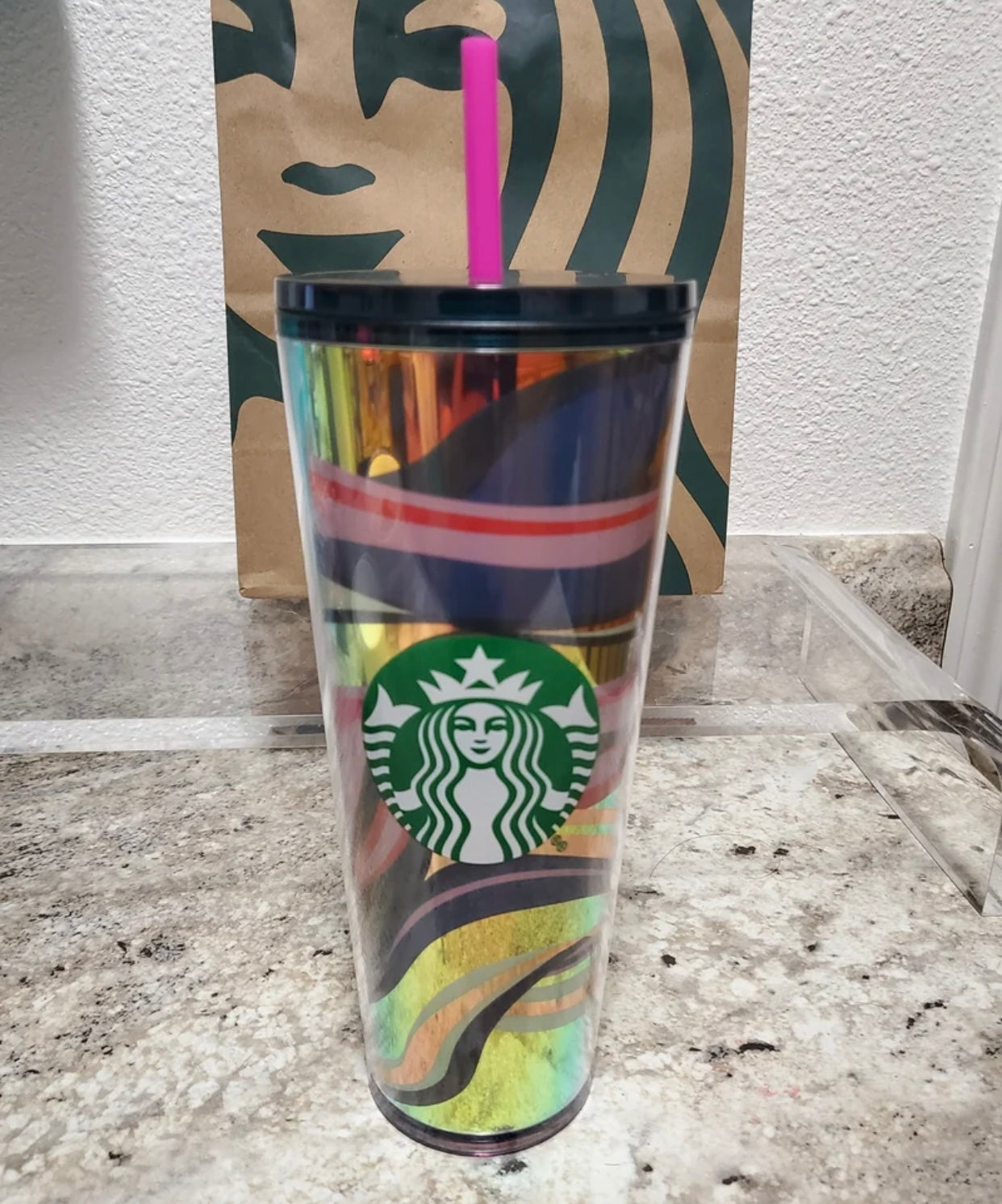 Starbucks Tumbler -Blue Gold Swirl - Holiday 2021 - Venti 24oz