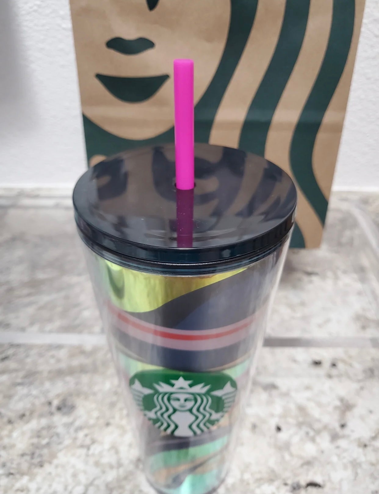 Starbucks Tumbler -Blue Gold Swirl - Holiday 2021 - Venti 24oz
