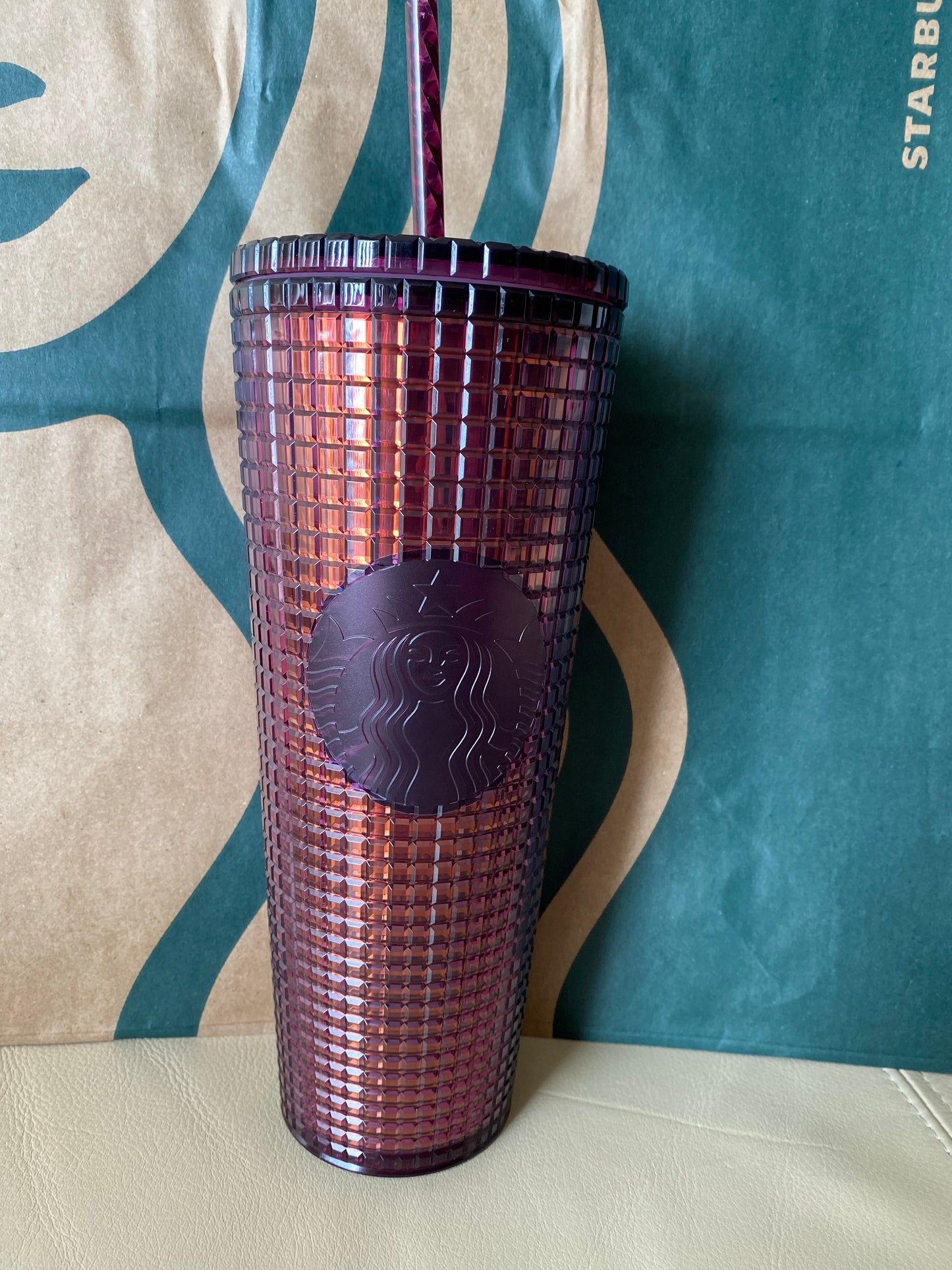 Starbucks Tumbler Burgundy Grid - Holiday 2020 - Venti 24oz