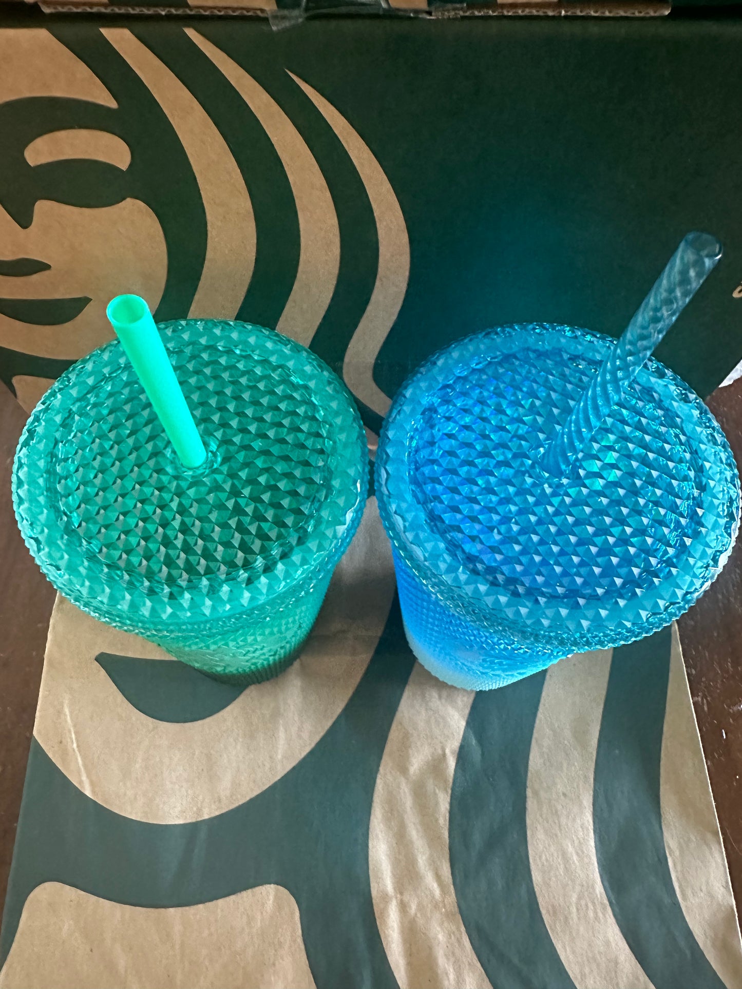 Starbucks Tumbler Mint Green & Blue Ombré Studded - Grande - Set of 2