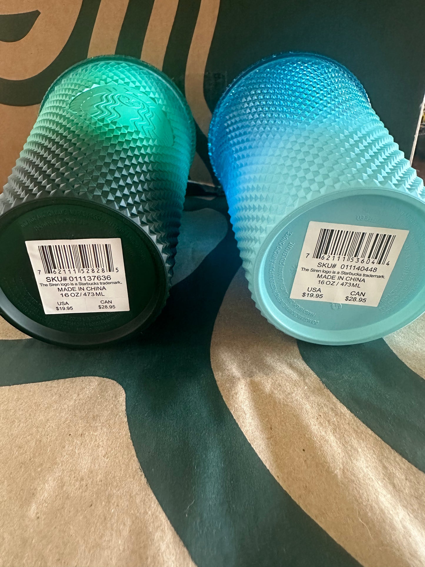 Starbucks Tumbler Mint Green & Blue Ombré Studded - Grande - Set of 2