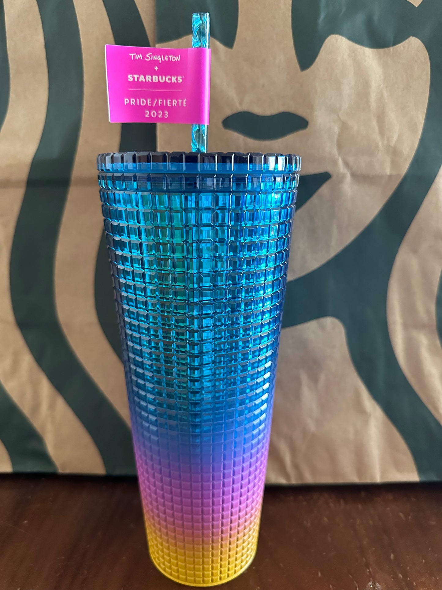 Starbucks Tumbler Tim Singleton Rainbow Grid - Venti 24oz - Summer 2023