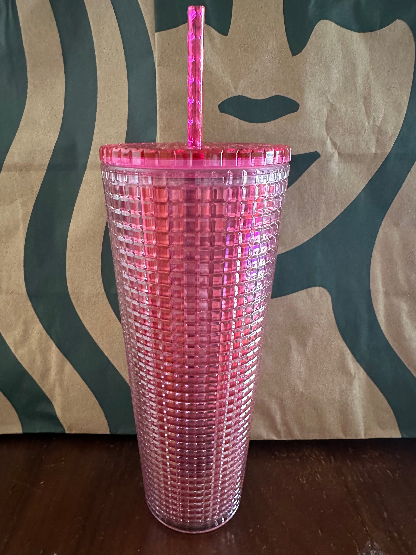 Starbucks Tumbler Pink Grid - Venti 24oz - Summer 2023