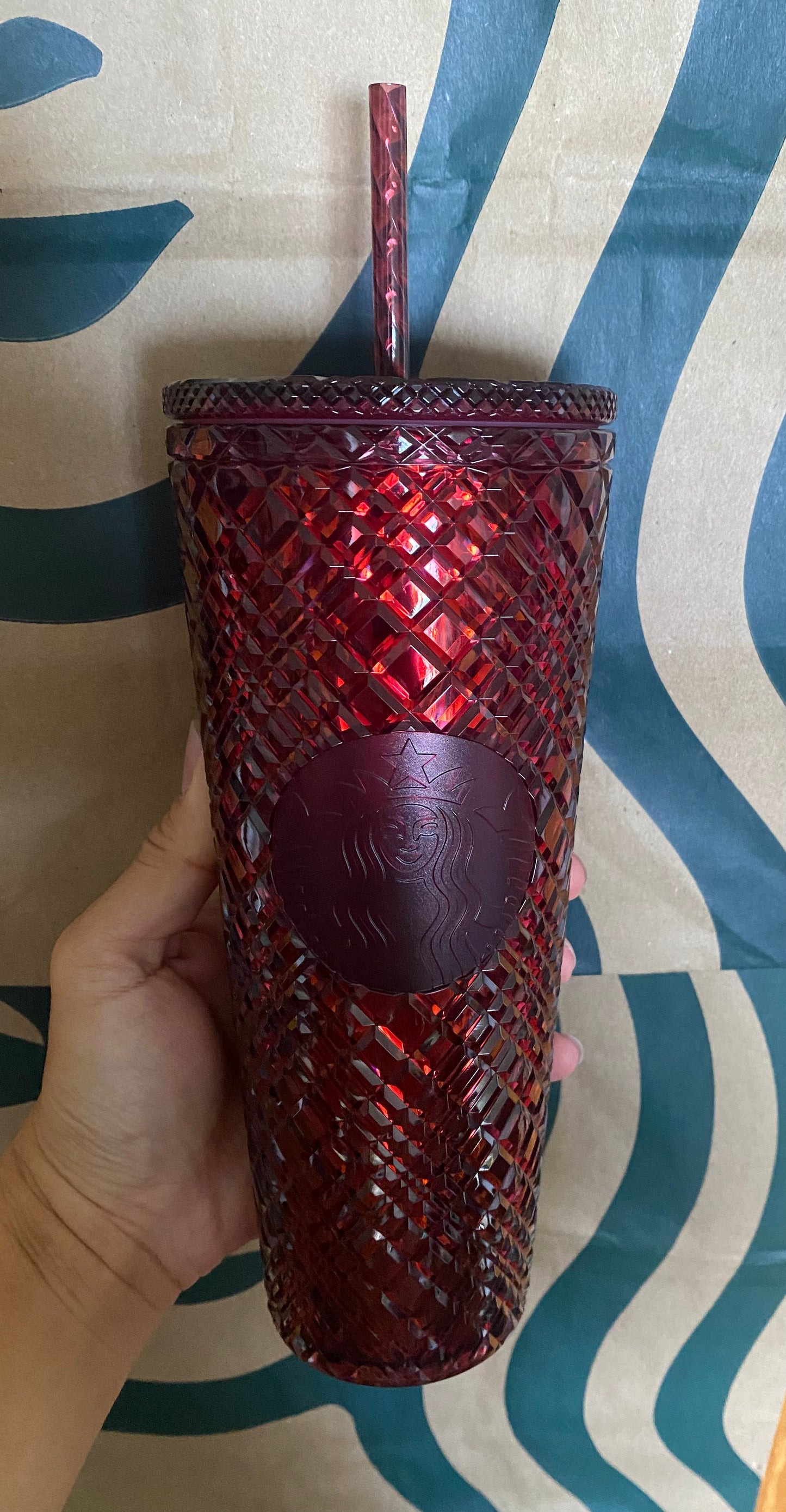 Starbucks Tumbler Merlot Red Jeweled- Holiday 2022 - Venti 24oz