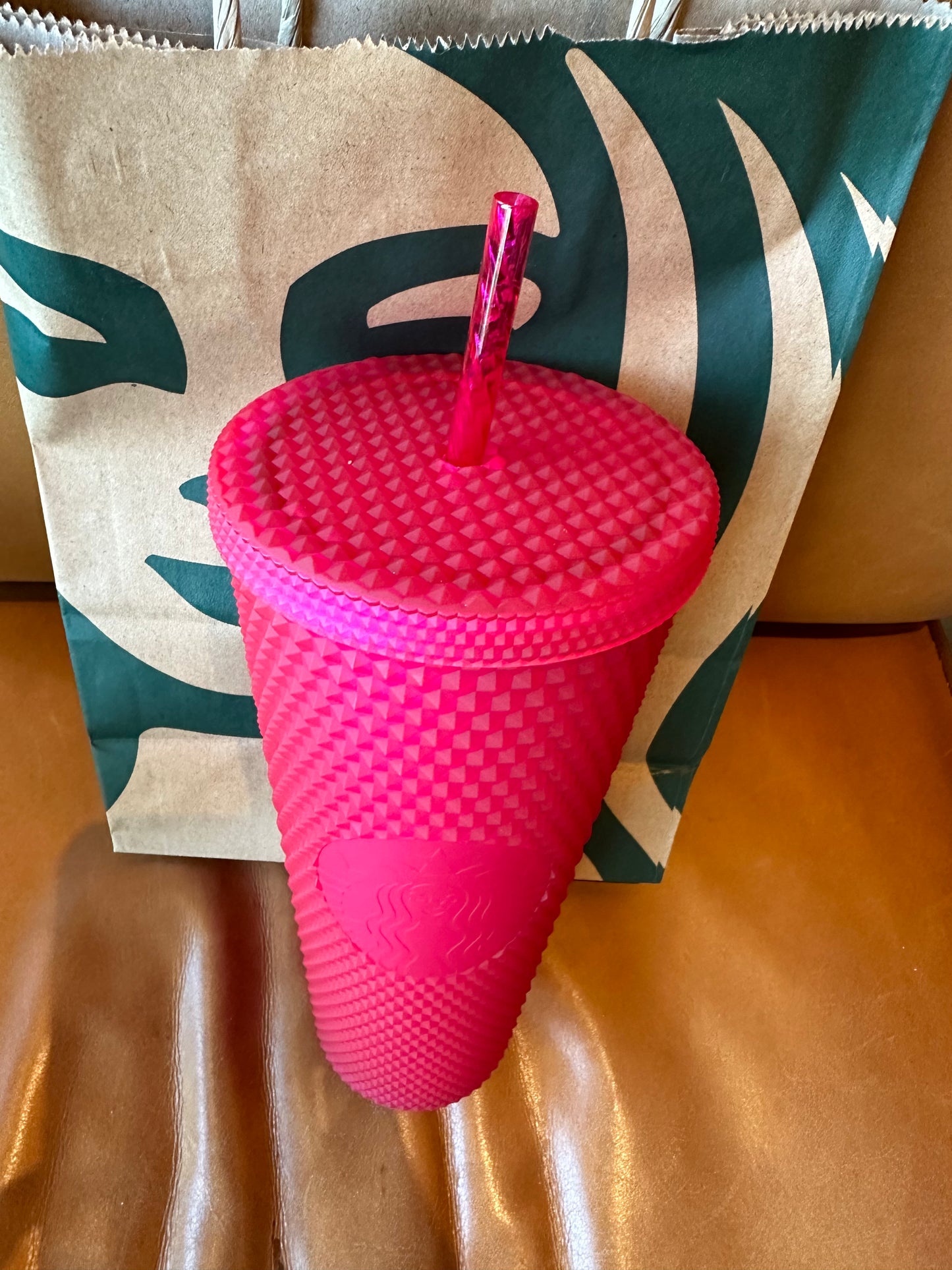 Starbucks Tumbler Ruby Pink Studded Venti 24oz - Spring 2023