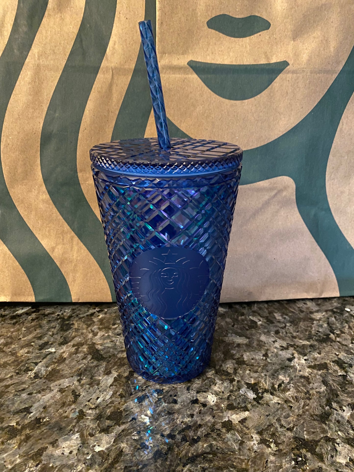 Starbucks Tumbler Azure Blue Jeweled- Holiday 2022 - Grande 16oz