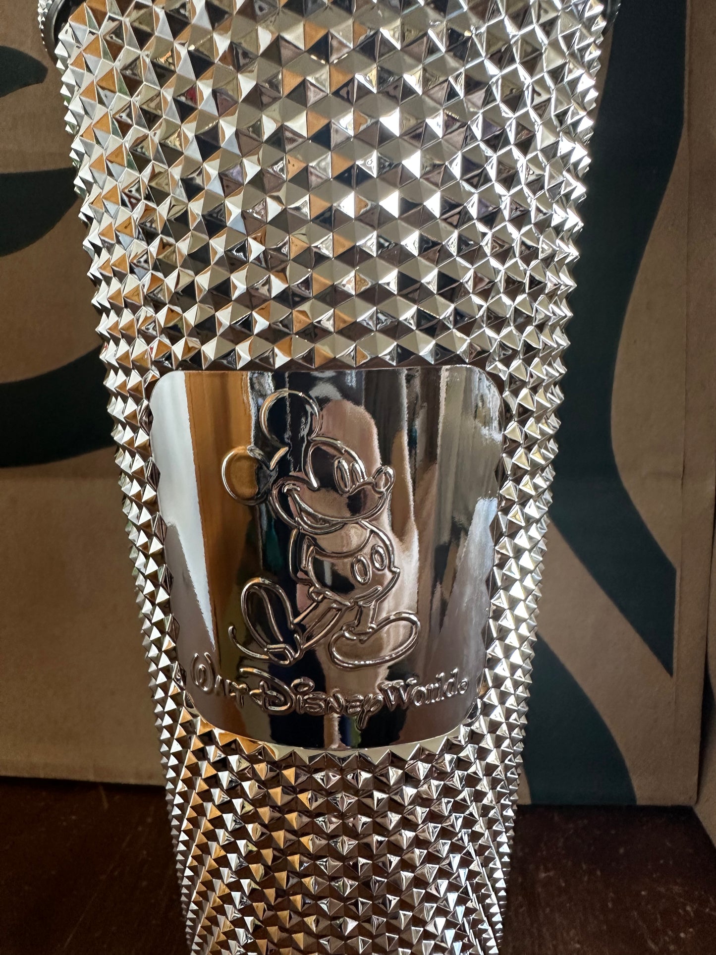 Starbucks Tumbler - Disney World Mickey Mouse Sliver Chrome Studded - Venti 24oz