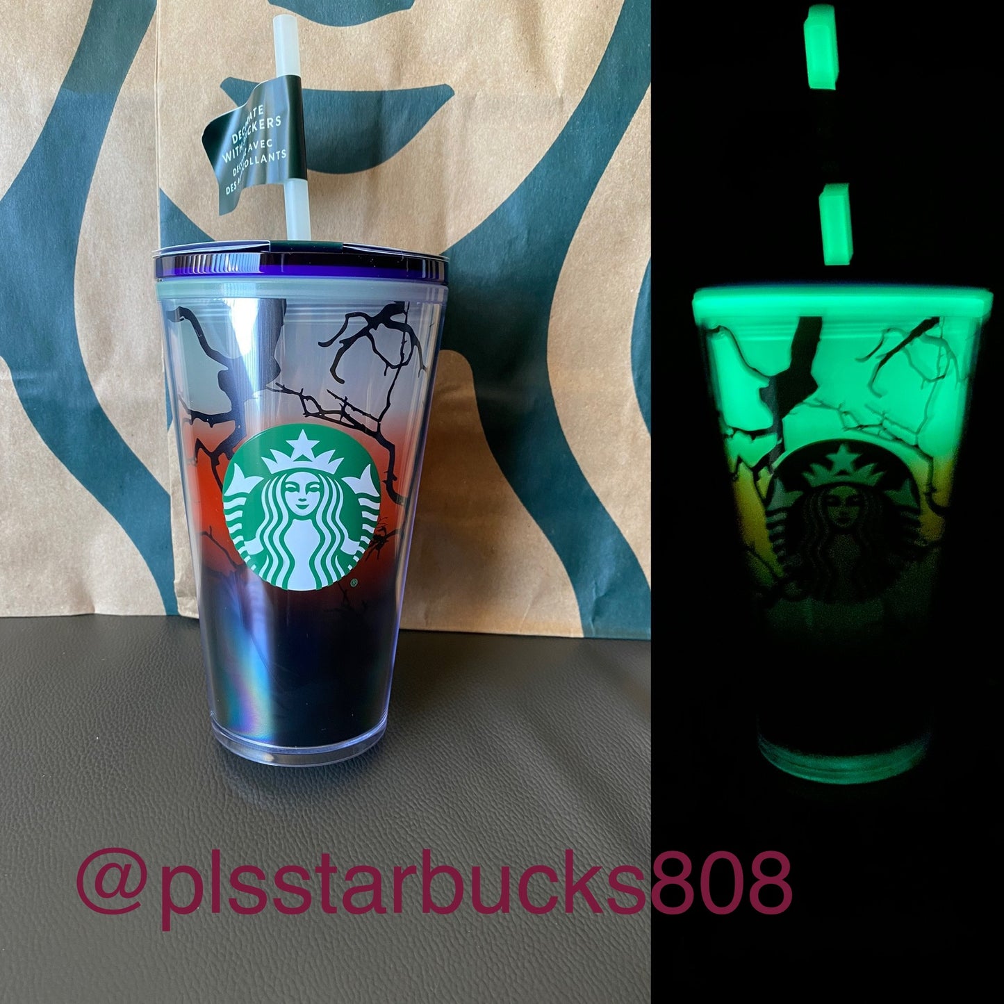 Starbucks Tumbler Halloween - Raven Glow in the Dark Limited Edition - Grande - 16oz
