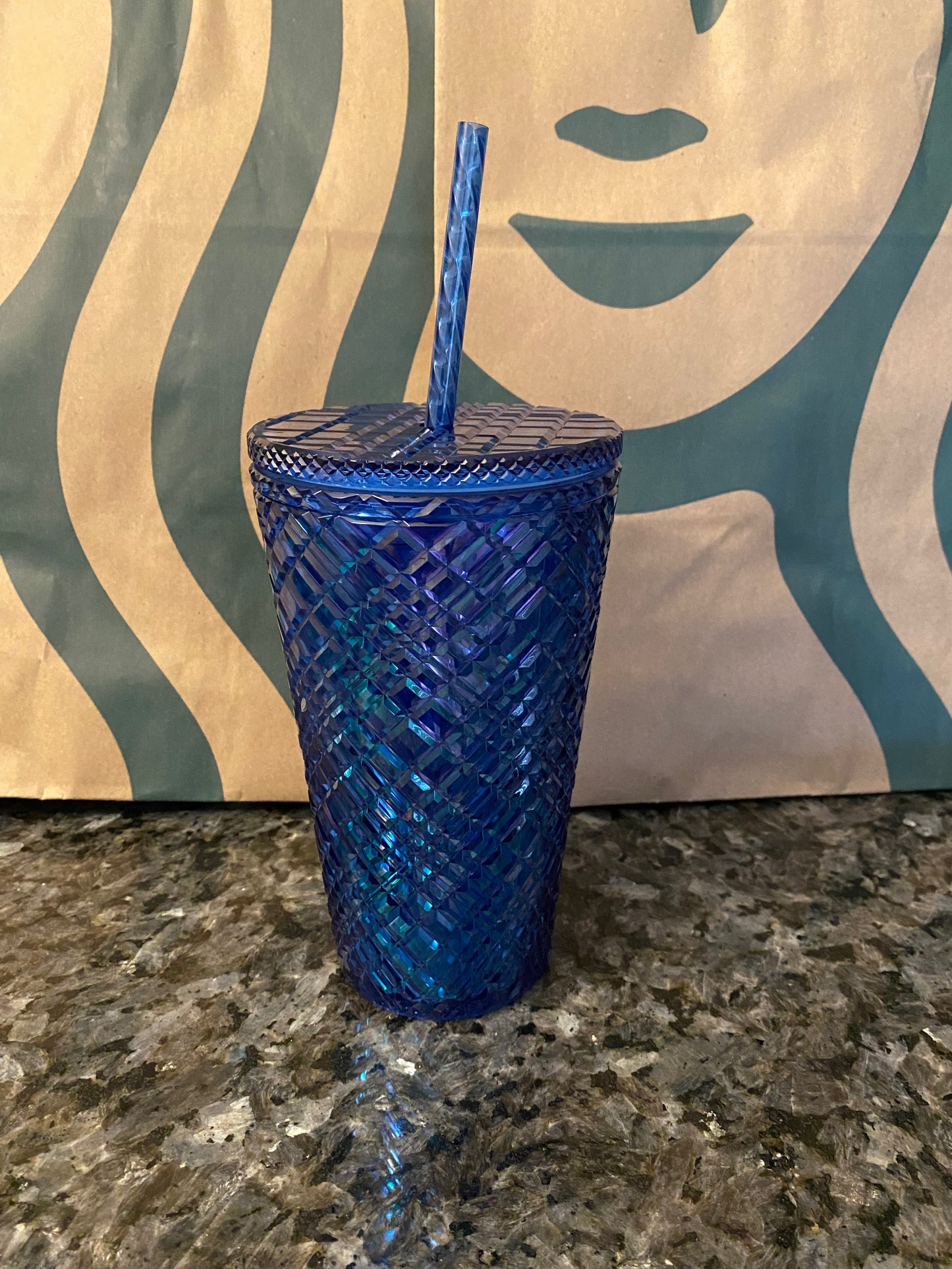 Starbucks Tumbler Azure Blue Jeweled- Holiday 2022 - Grande 16oz