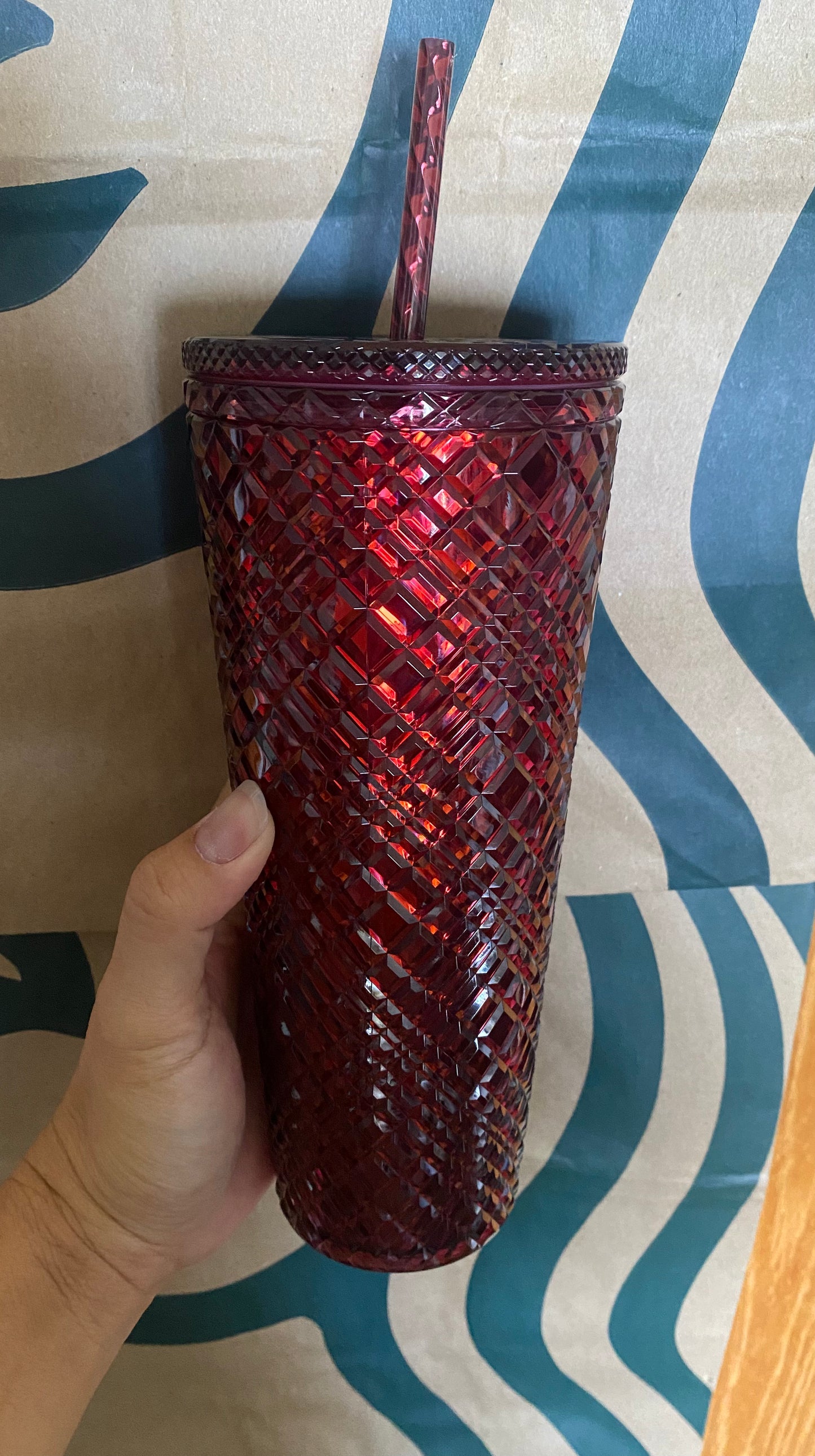 Starbucks Tumbler Merlot Red Jeweled- Holiday 2022 - Venti 24oz