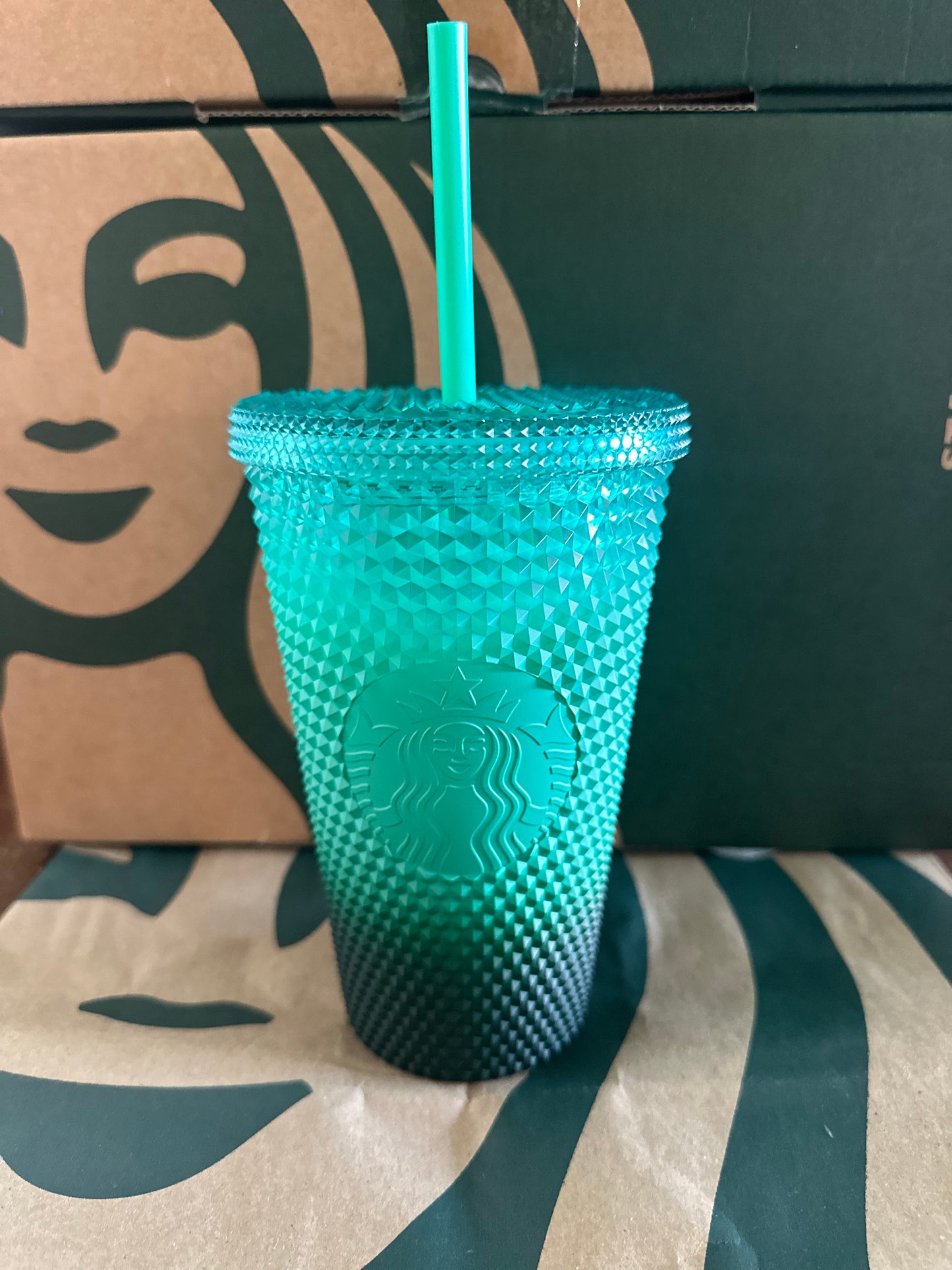 Starbucks Tumbler Mint Green Ombré Studded - Grande 16oz - Holiday 2022