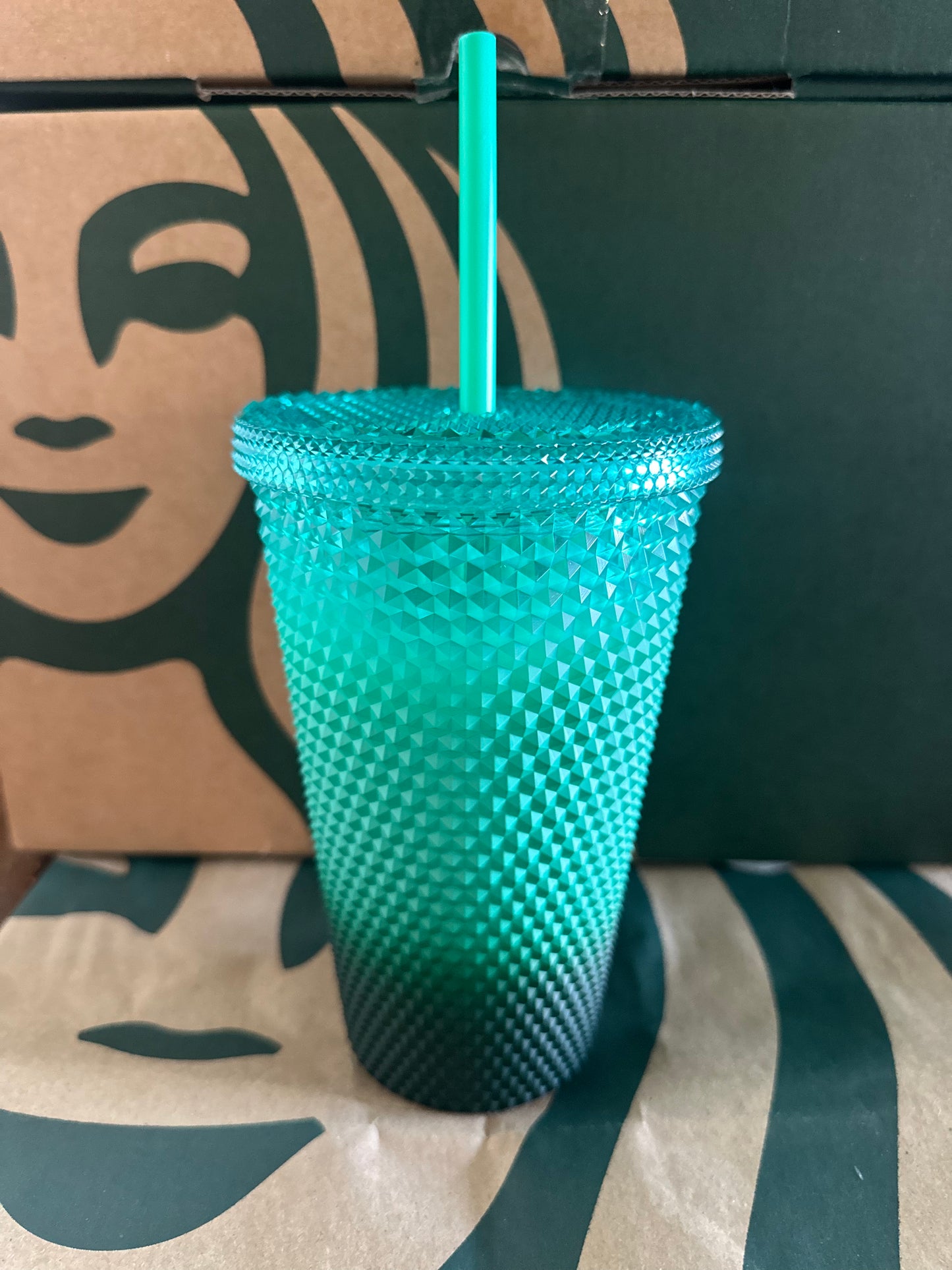 Starbucks Tumbler Mint Green Ombré Studded - Grande 16oz - Holiday 2022