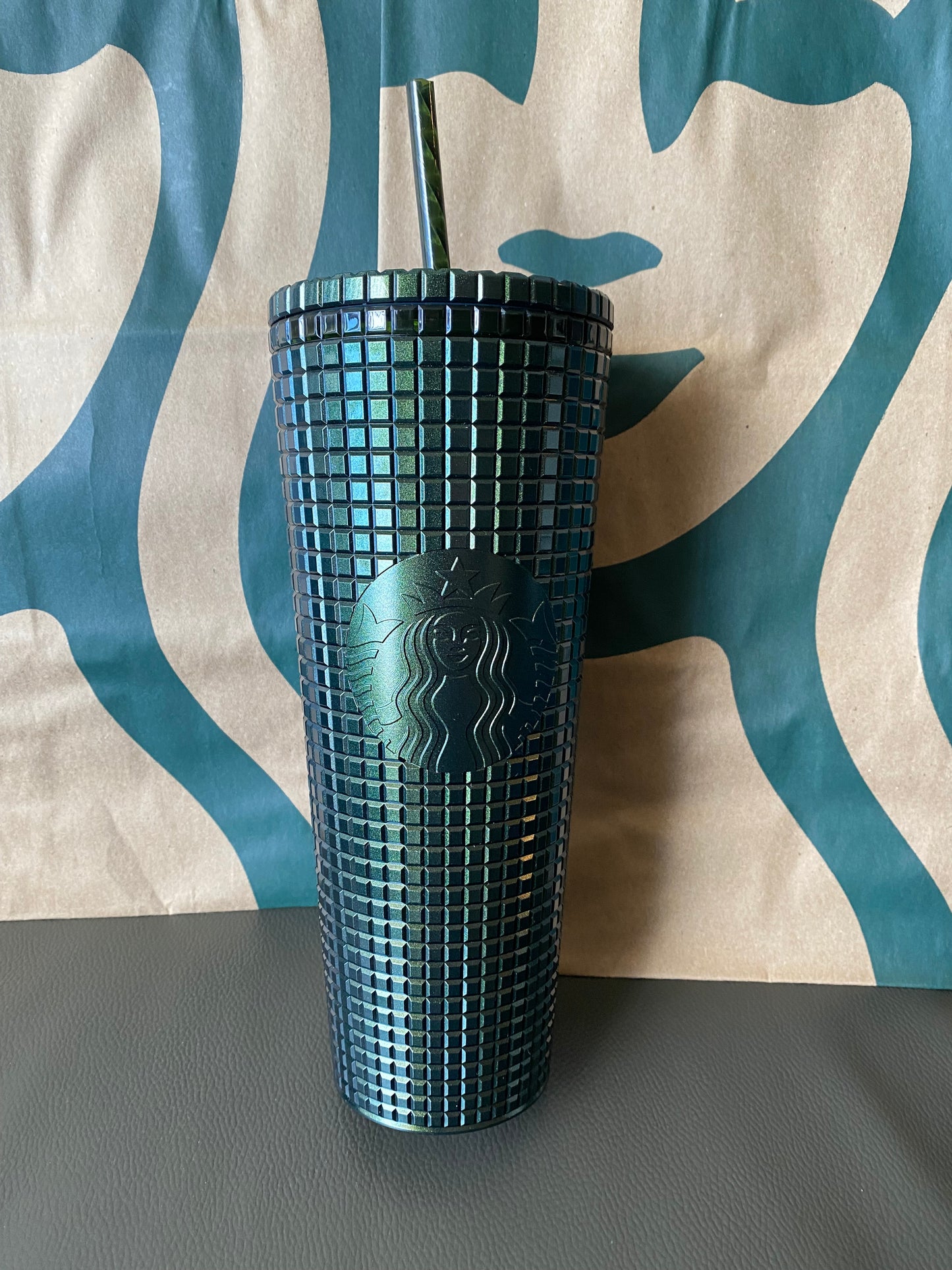 Starbucks Tumbler - Green Grid - Winter 2021 - Venti 24oz