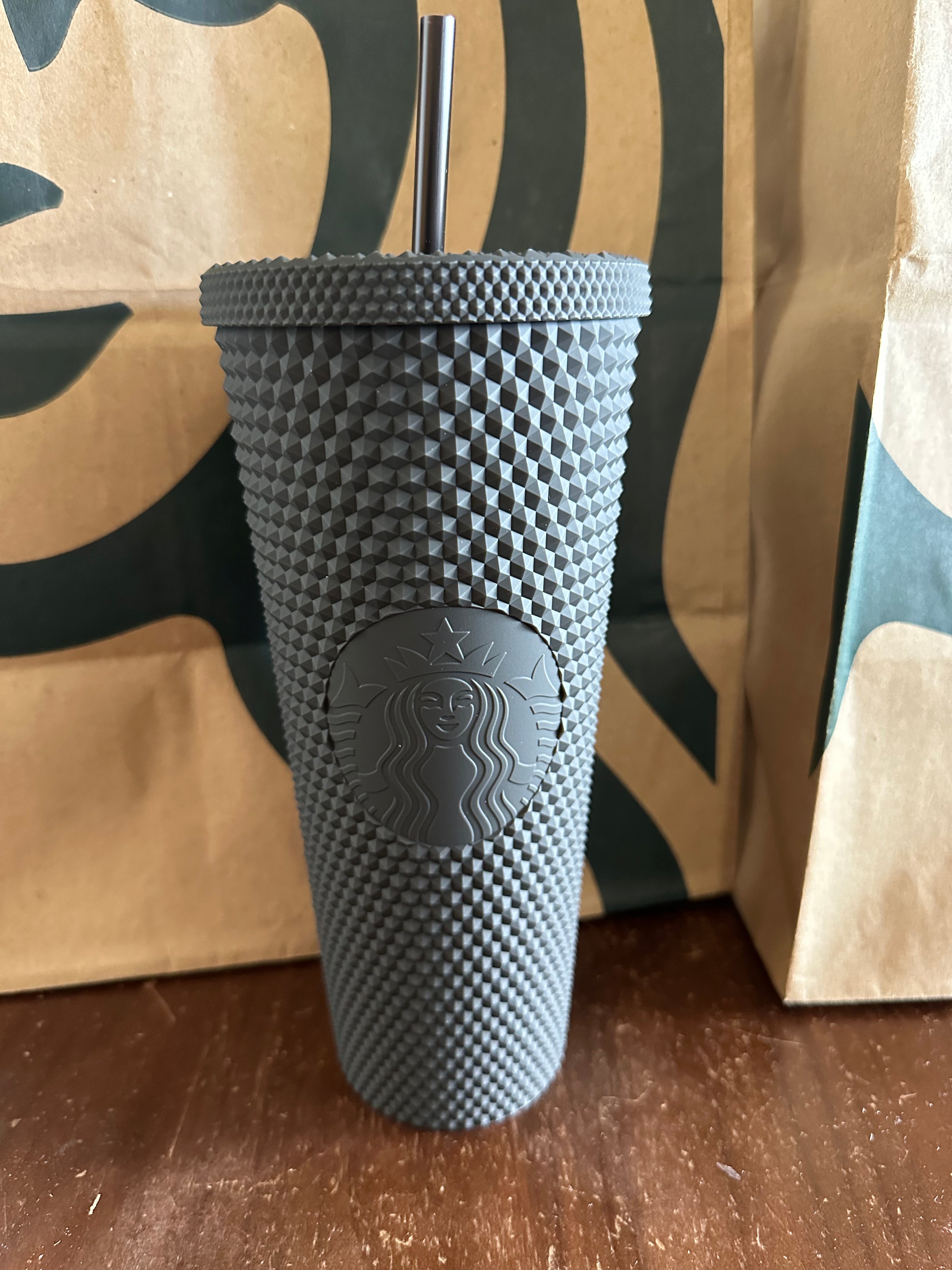 Starbucks black matte top studded tumbler