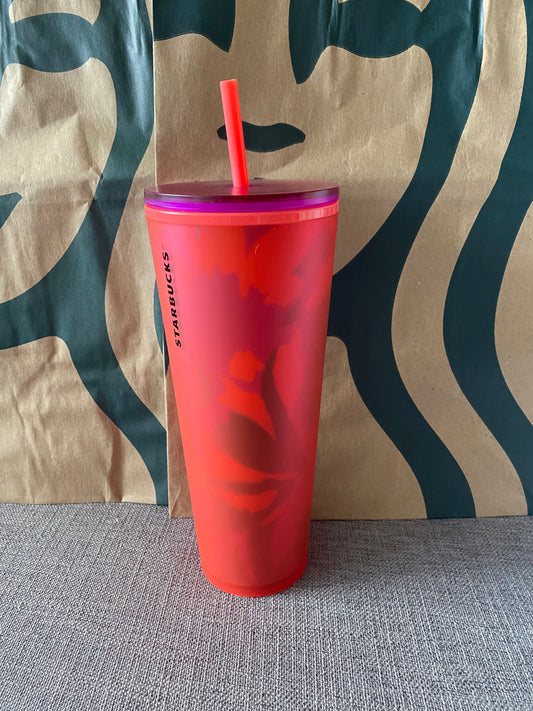 Starbucks Tumbler Red Floral Soft Touch - Venti 24oz