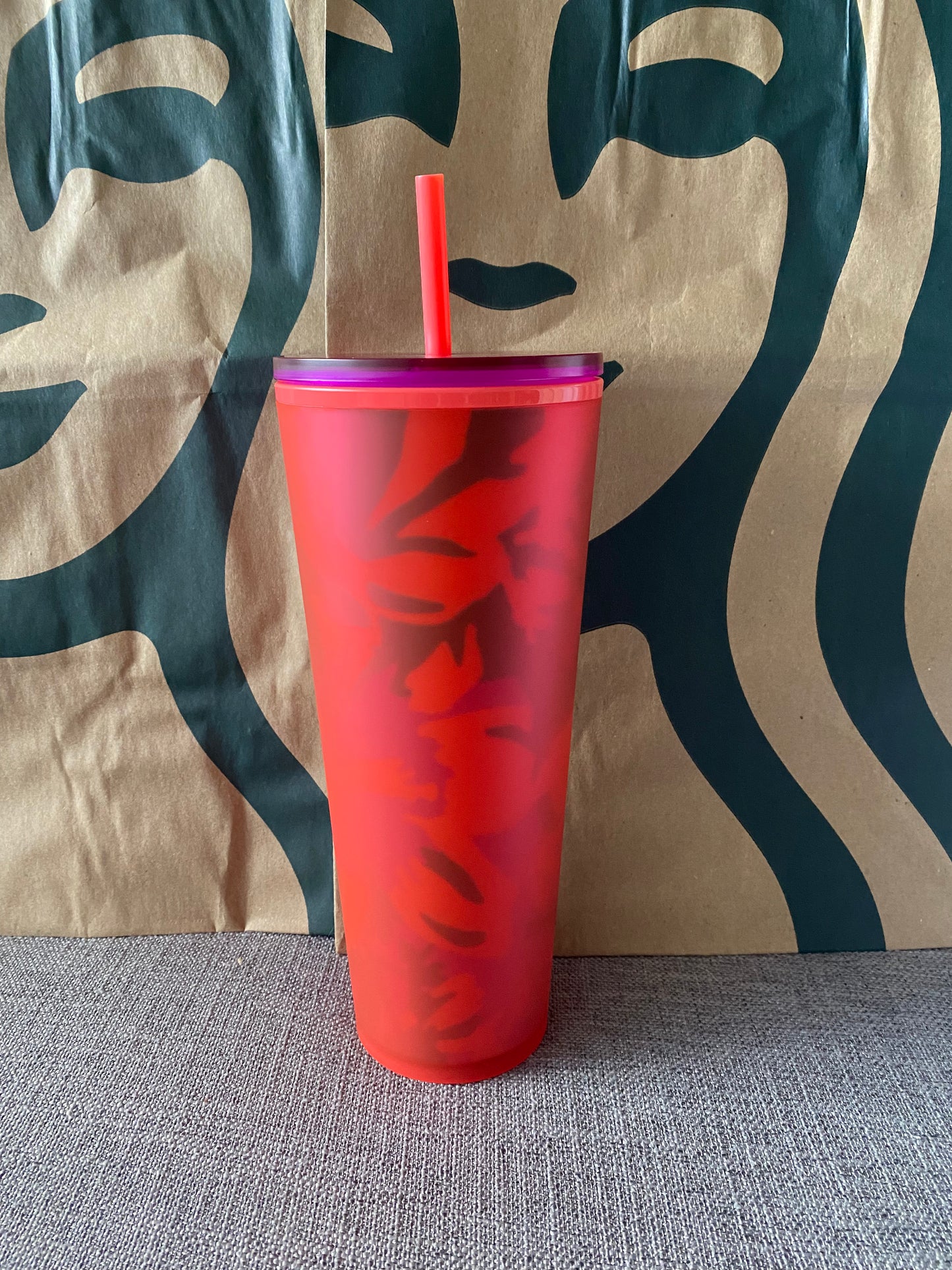Starbucks Tumbler Red Floral Soft Touch - Venti 24oz