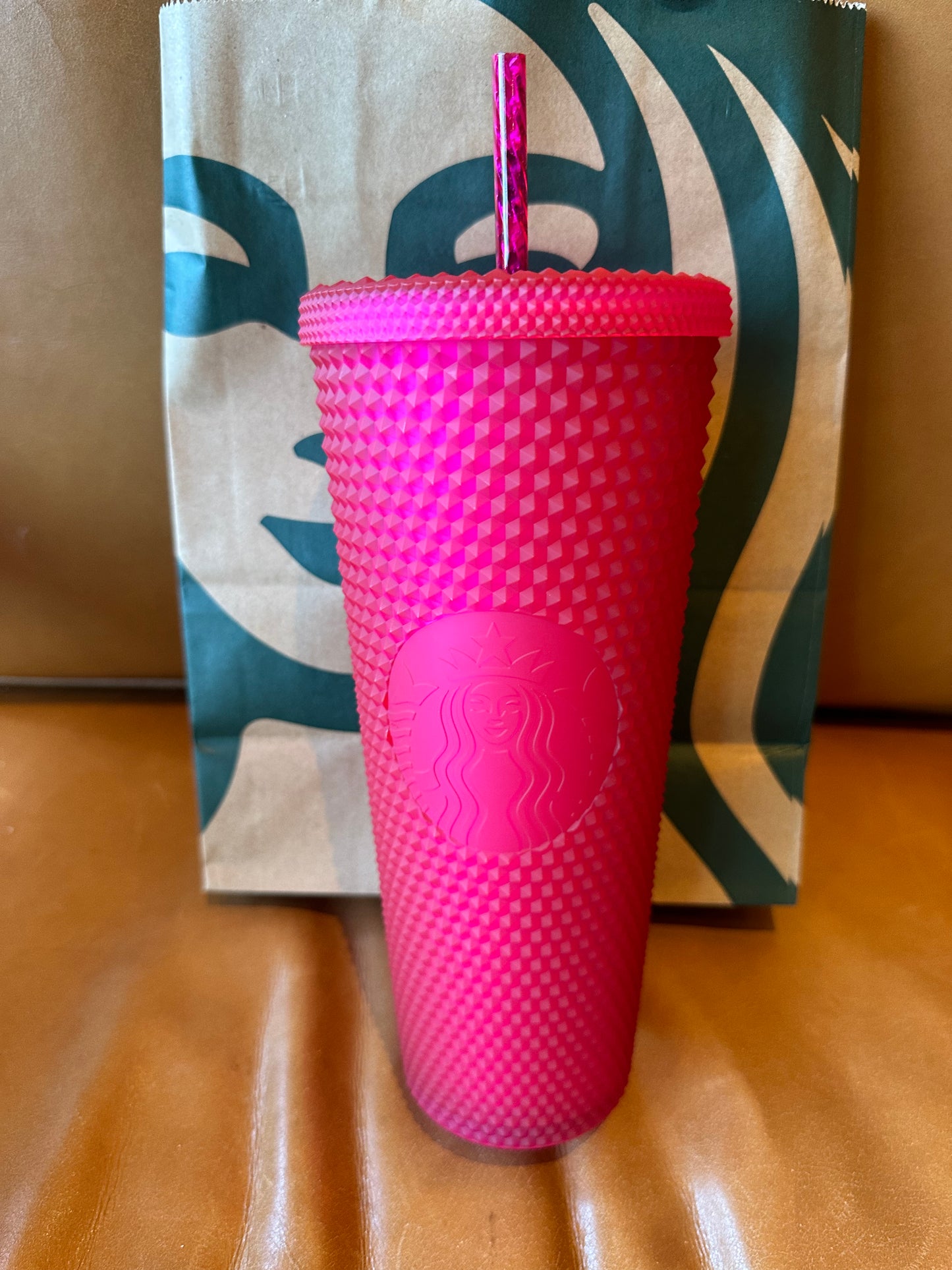 Starbucks Tumbler Ruby Pink Studded Venti 24oz - Spring 2023