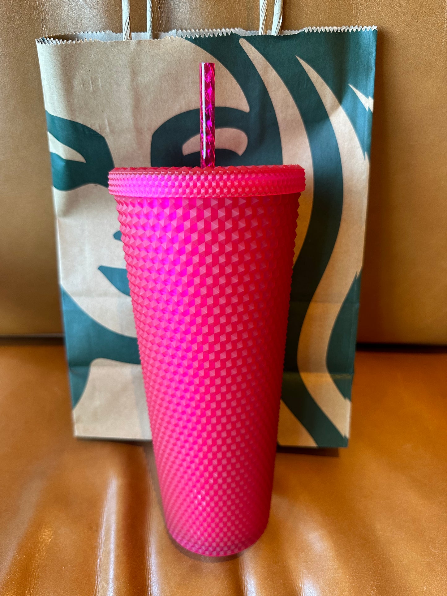 Starbucks Tumbler Ruby Pink Studded Venti 24oz - Spring 2023